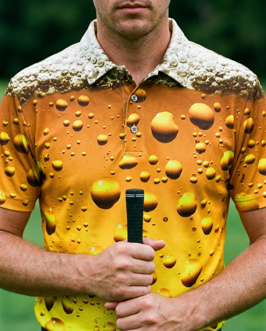 Close-up fabric and placket detail of the Liquid Handicap polo