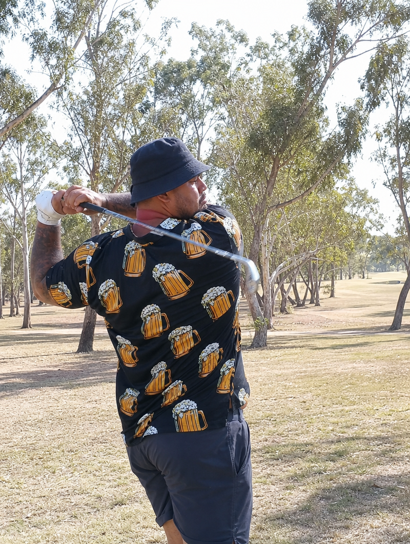 AU UGC - Tongan-Australian golfer mid-swing